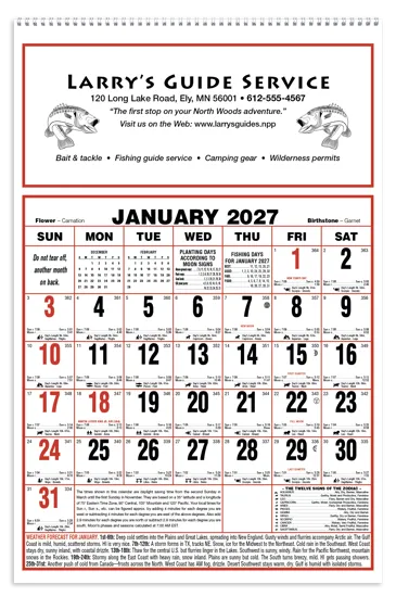 Large Almanac Calendar Weather Planting Guide - 17 x 11 in