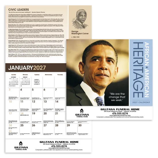 African American Heritage Barack Obama Calendar - 19 x 11 in