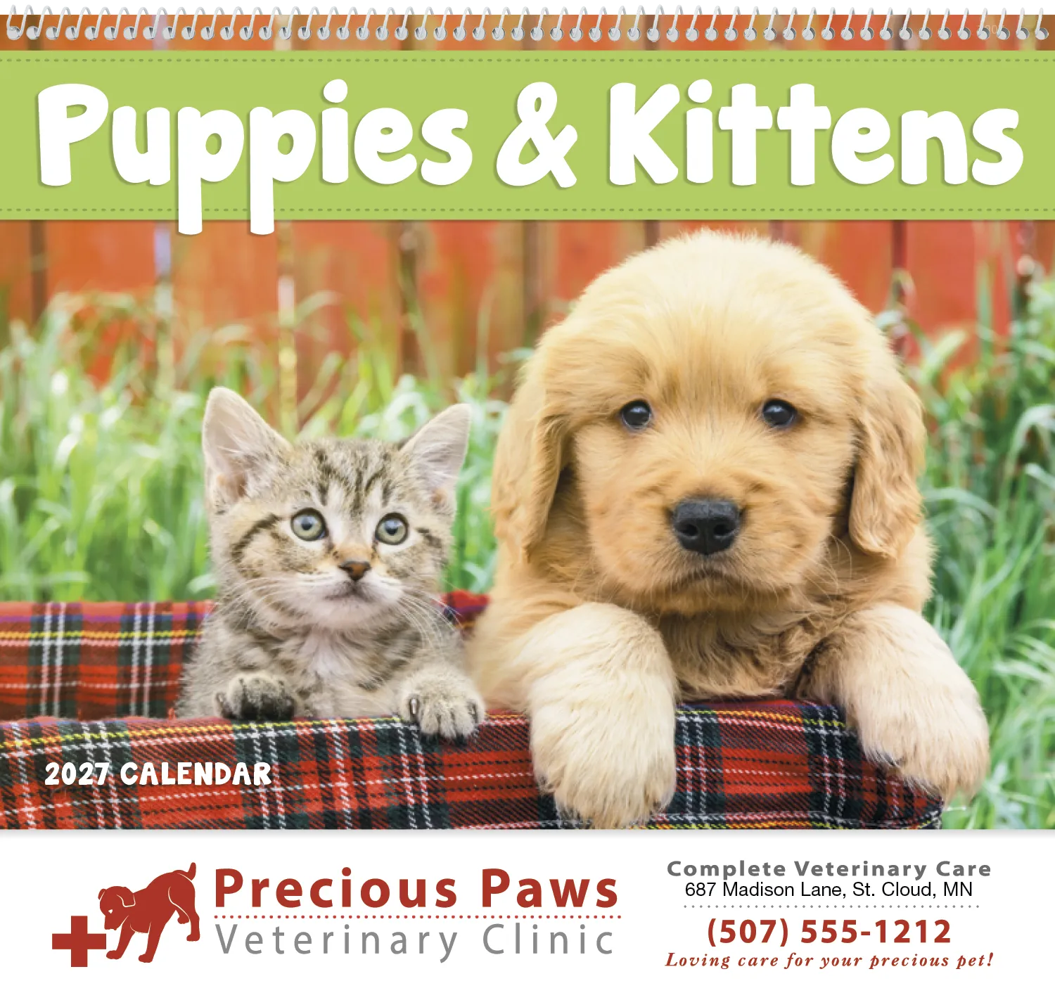 Puppies & Kittens Spiral Wall Calendar FSC Paper - 18.5 x 11 in - product view 2