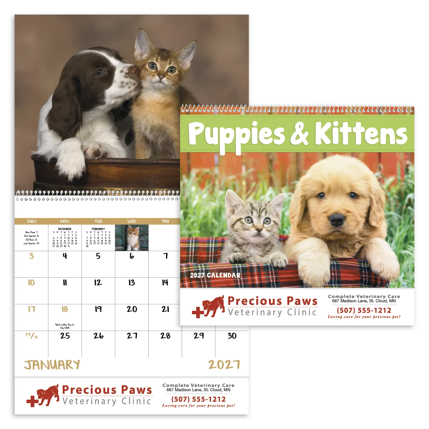 Puppies & Kittens Spiral Wall Calendar FSC Paper - 18.5 x 11 in - product view 17