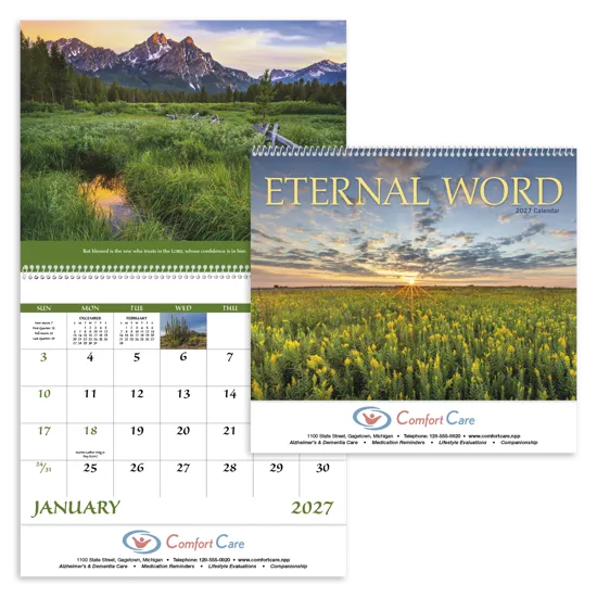 Eternal Word Bible Verse Spiral Calendar Planning - 18.5 x 11 in