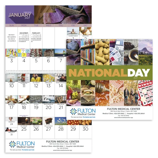 National Day Spiral Wall Calendar FSC Paper - 18.5 x 11 in