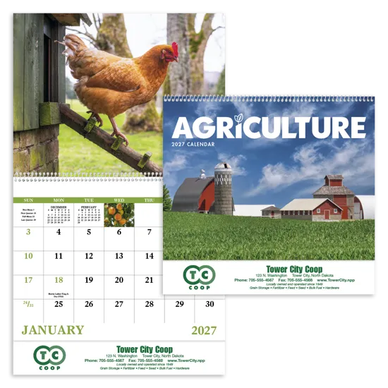 Agriculture Spiral Wall Calendar Rural Life FSC - 18.5 x 11 in