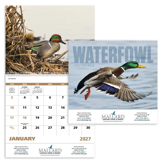 Waterfowl Spiral Wall Calendar North American - 18.5 x 11 in