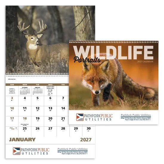 Wildlife Portraits Spiral Wall Calendar Native Habitats - 18.5 x 11 in