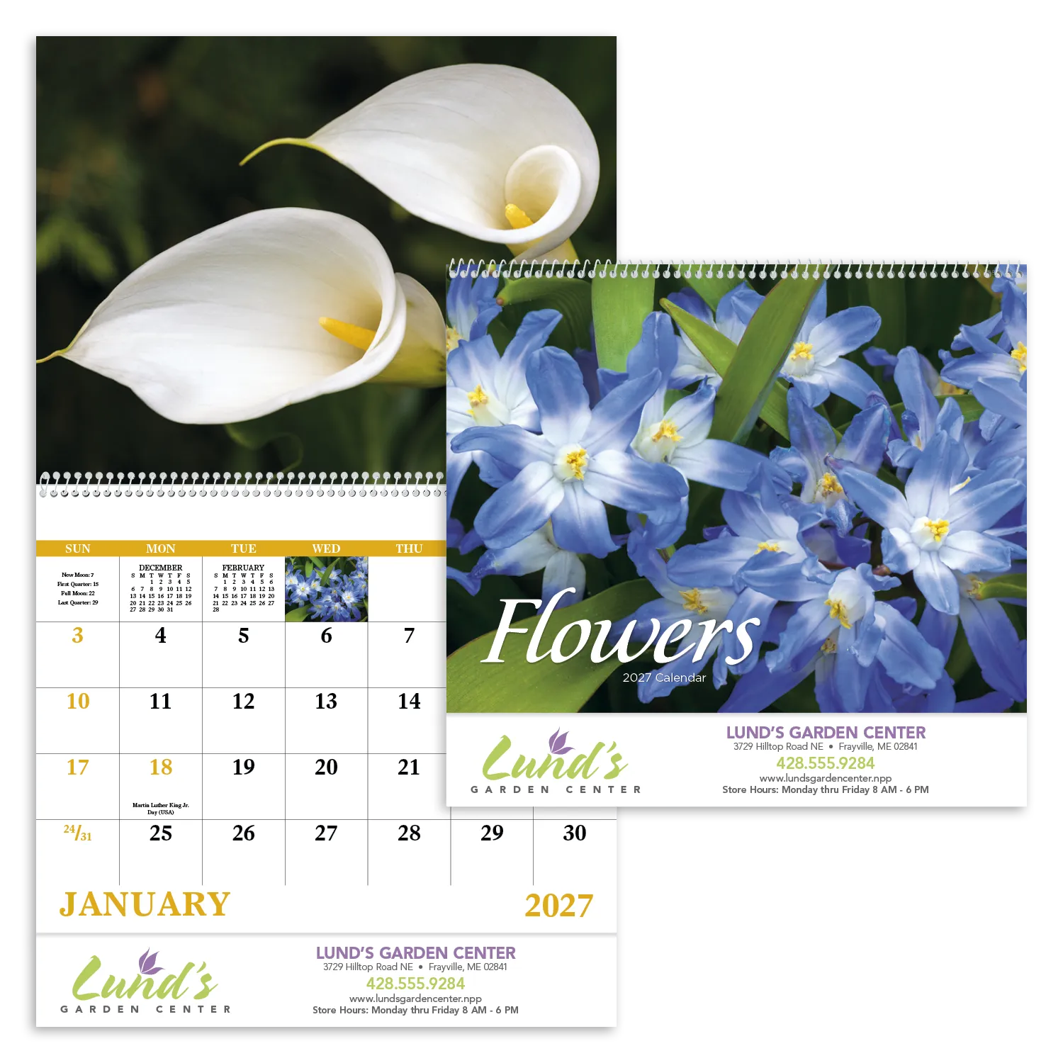 Flowers Spiral Wall Calendar FSC Paper - 18.5 x 11 in - product view 17