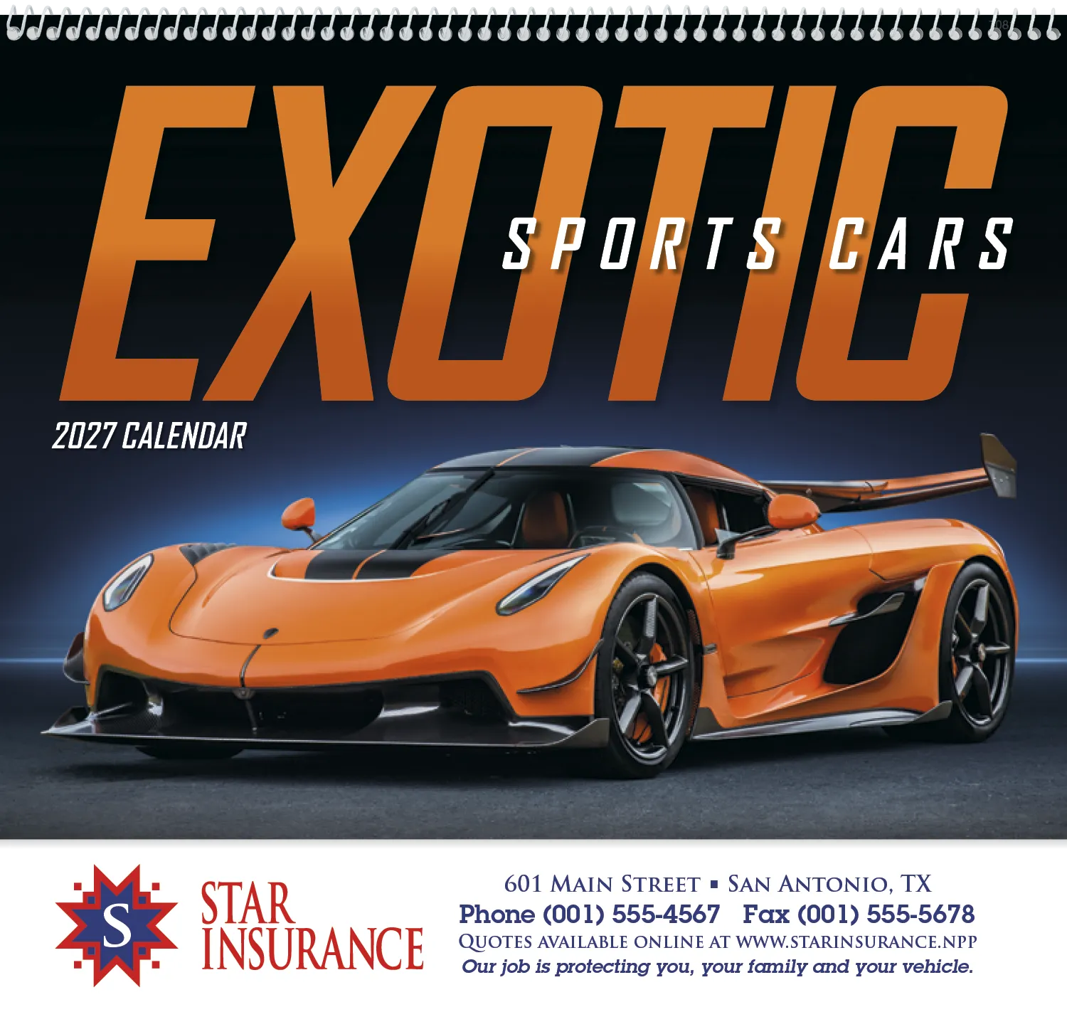 Exotic Sports Cars Spiral Wall Calendar FSC - 18.5 x 11 in - product view 2