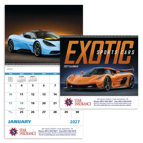 Exotic Sports Cars Spiral Wall Calendar FSC - 18.5 x 11 in