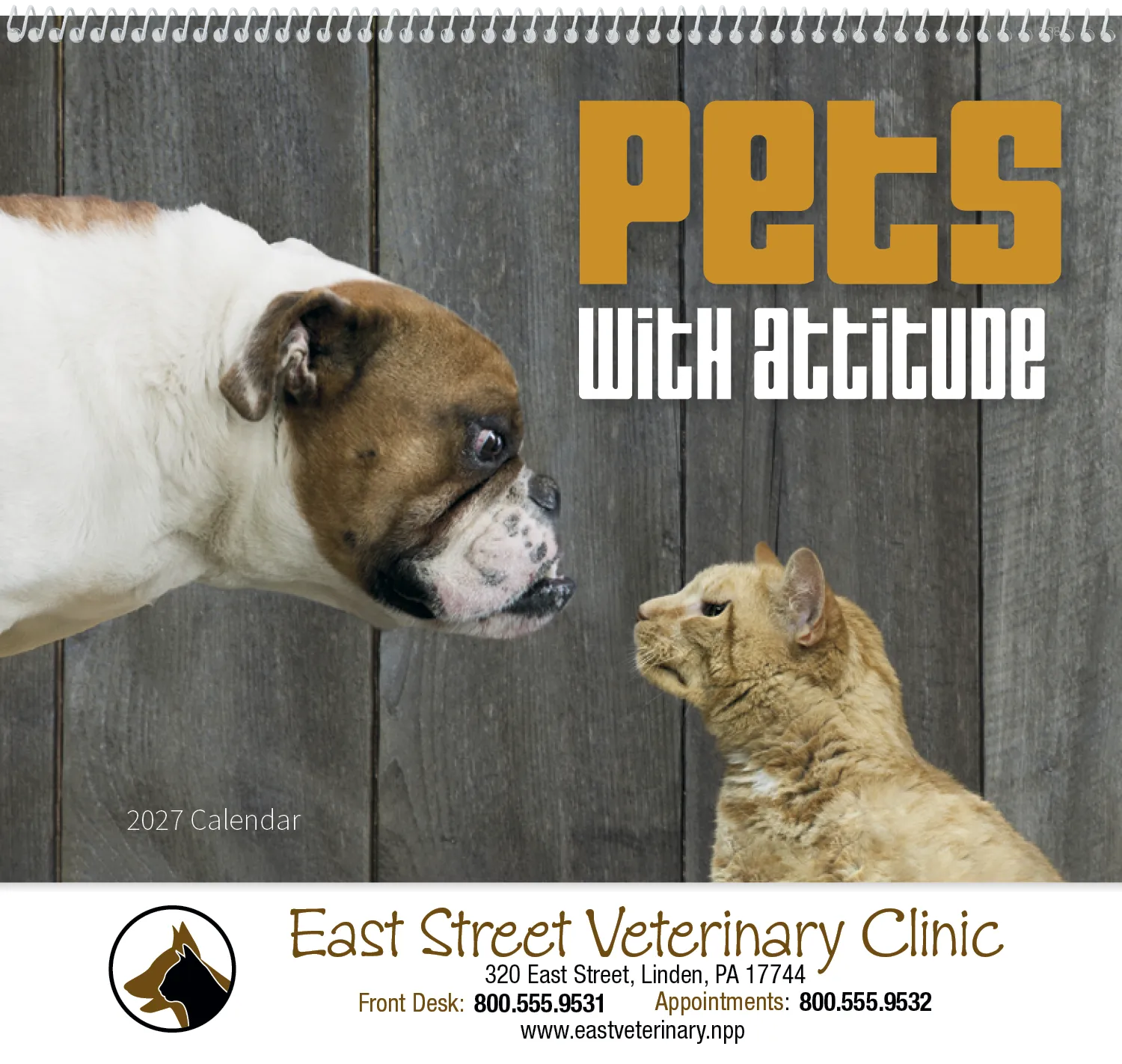 Pets with Attitude Spiral Wall Calendar FSC - 18.5 x 11 in - product view 2