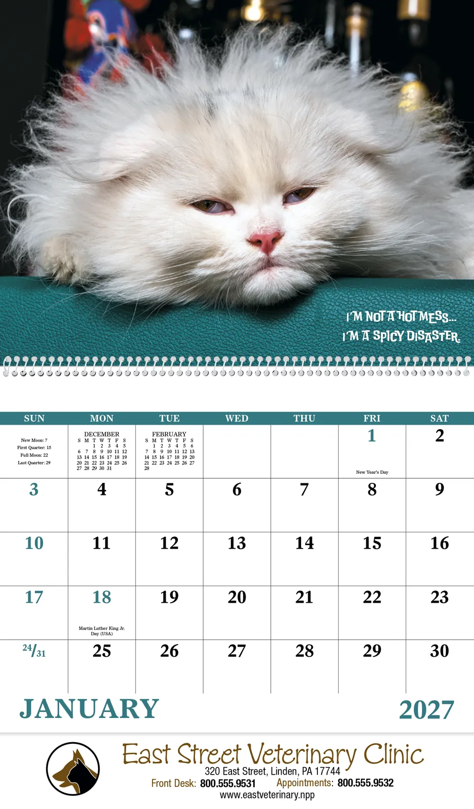 Pets with Attitude Spiral Wall Calendar FSC - 18.5 x 11 in - product view 3
