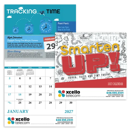 Trivia Facts Spiral Wall Calendar Educational FSC - 18.5 x 11 in