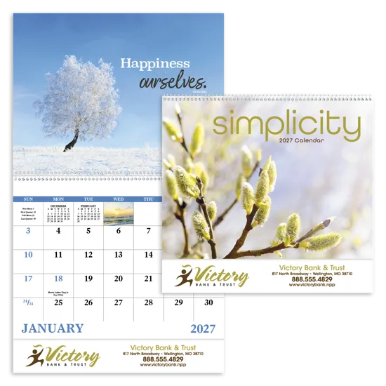 Simplicity Spiral Wall Calendar Quotes FSC Paper - 18.5 x 11 in
