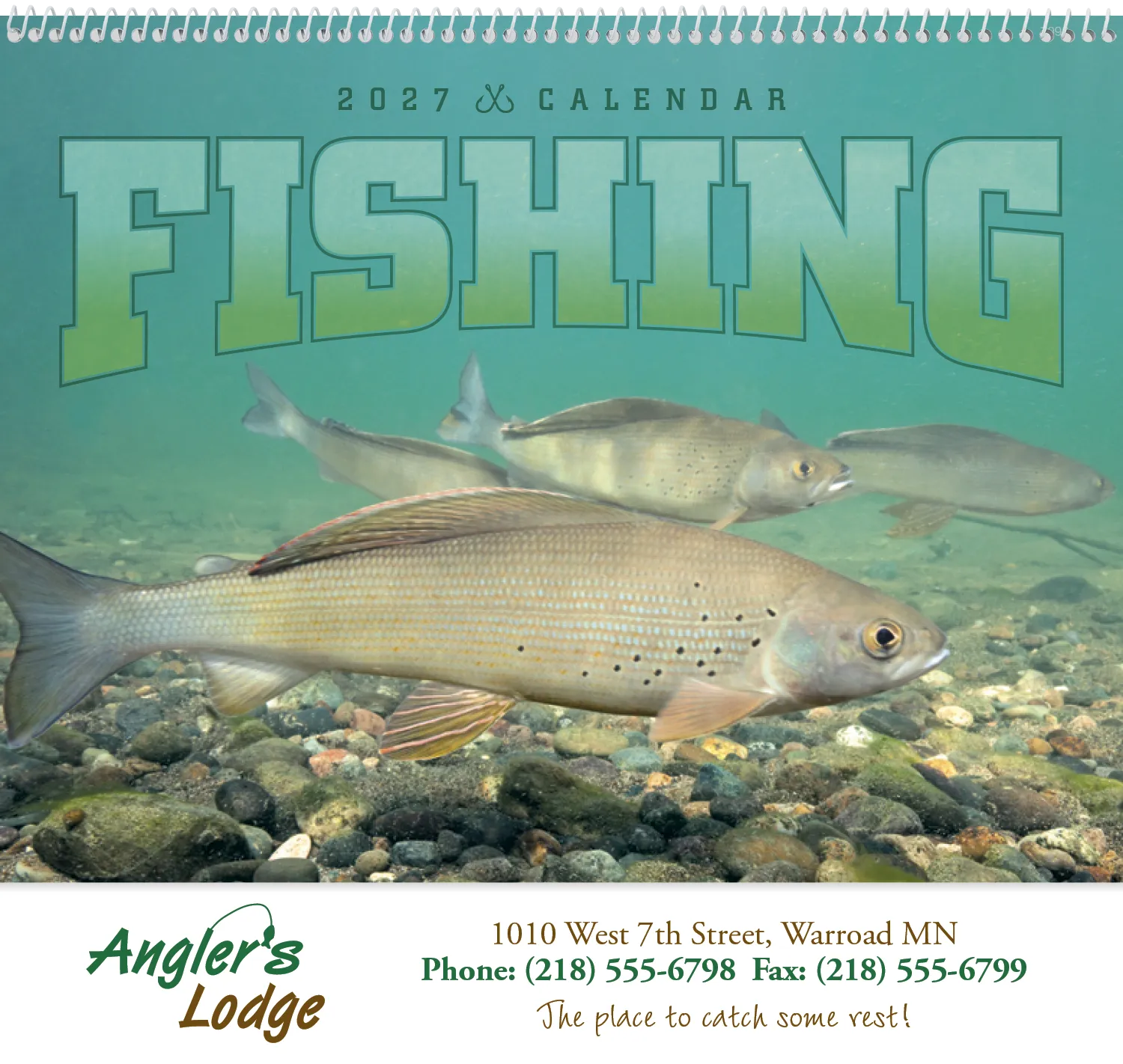 Fishing Spiral Wall Calendar FSC Paper - 18.5 x 11 in - product view 2