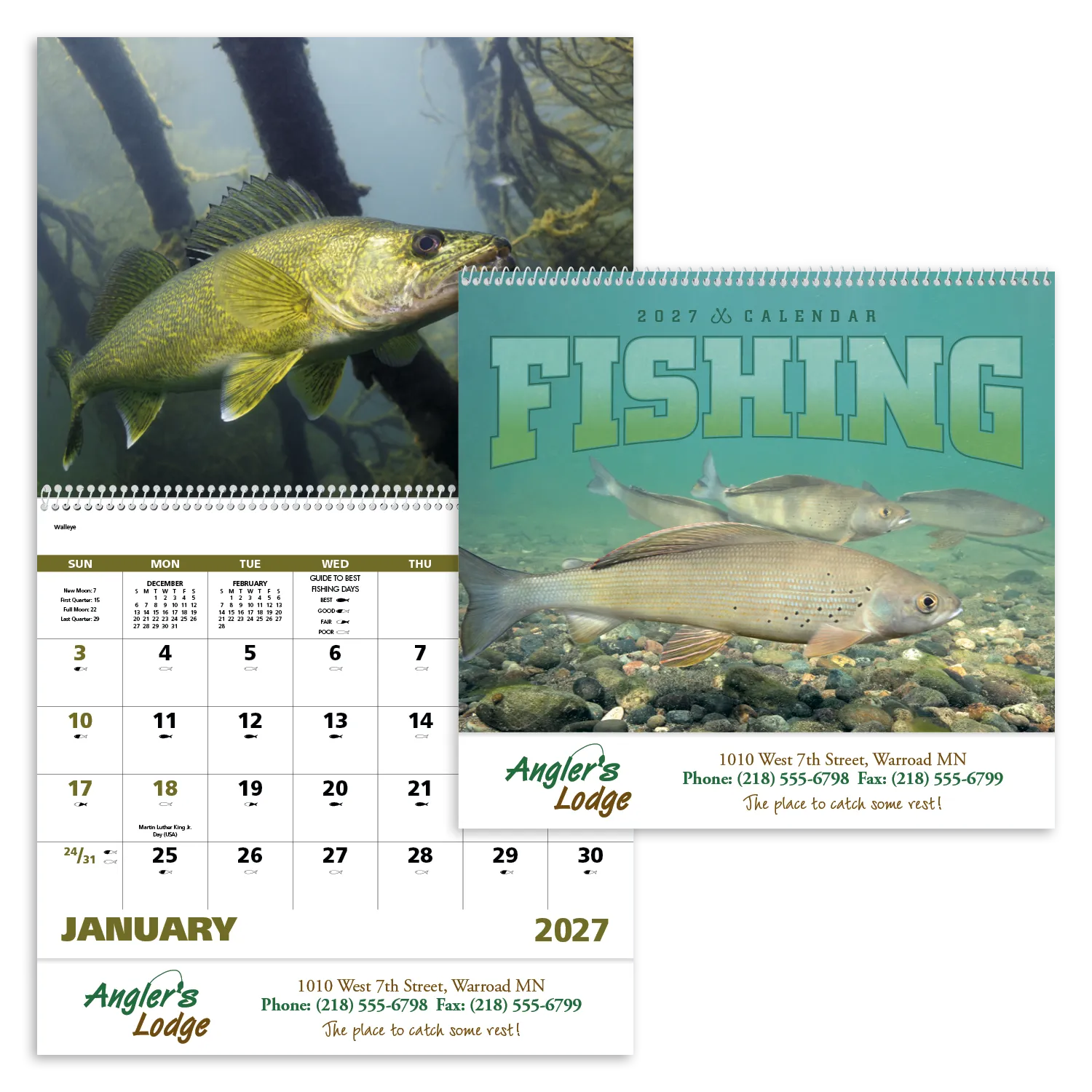 Fishing Spiral Wall Calendar FSC Paper - 18.5 x 11 in - product view 17