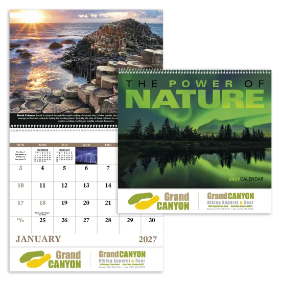 Power of Nature Spiral Wall Calendar FSC Paper - 18.5 x 11 in