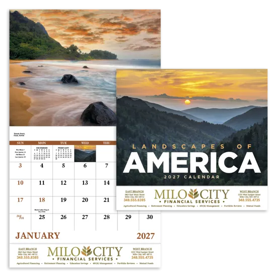 Landscapes America Stapled Wall Calendar FSC - 19 x 11 in