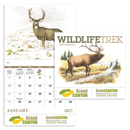 Wildlife Photography Wall Calendar Stapled FSC Paper - 19 x 11 in