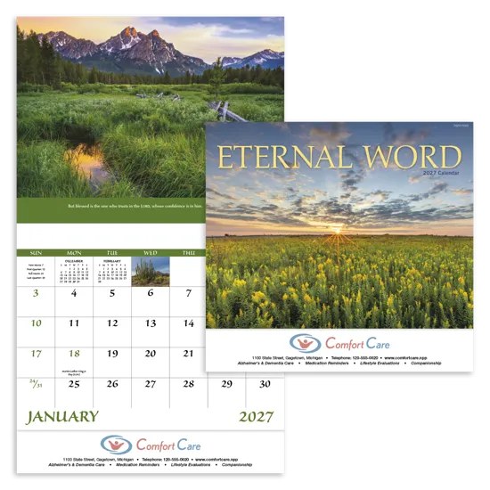 Bible Verse Wall Calendar Stapled FSC Gloss Paper - 19 x 11 in
