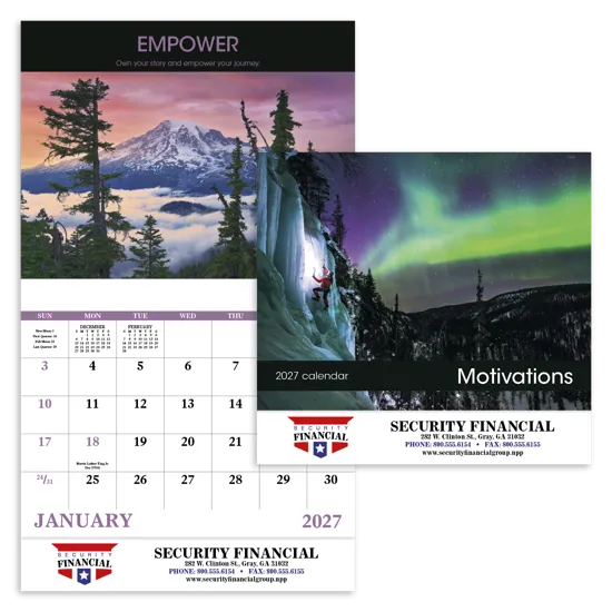 Motivational Wall Calendar Stapled FSC Gloss Paper - 19 x 11 in