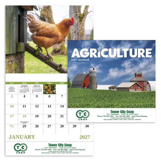 Agriculture Wall Calendar Stapled FSC Paper - 19 x 11 in