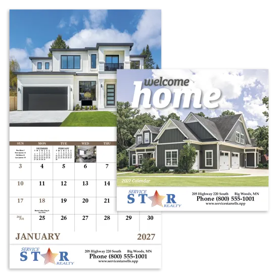 Welcome Home Wall Calendar Stapled FSC Paper - 19 x 11 in