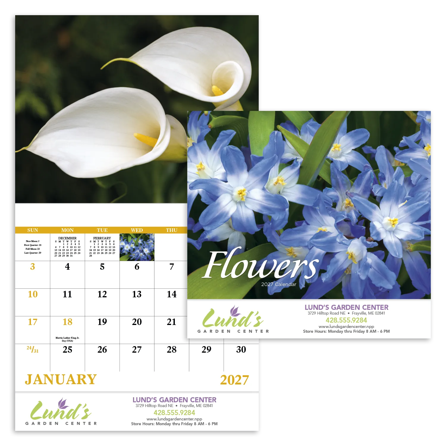 Flowers Wall Calendar Stapled FSC Paper - 19 x 11 in - product view 17