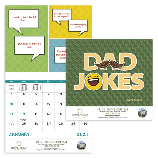 Dad Jokes Wall Calendar Stapled FSC Paper - 19 x 11 in