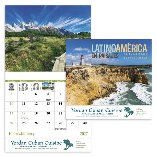 Latin America Landscapes Calendar Bilingual - 19 x 11 in