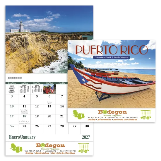 Puerto Rico Scenery Wall Calendar Stapled FSC - 19 x 11 in