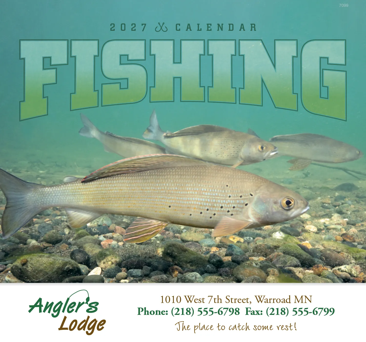 Fishing Wall Calendar Stapled FSC Paper - 19 x 11 in - product view 2