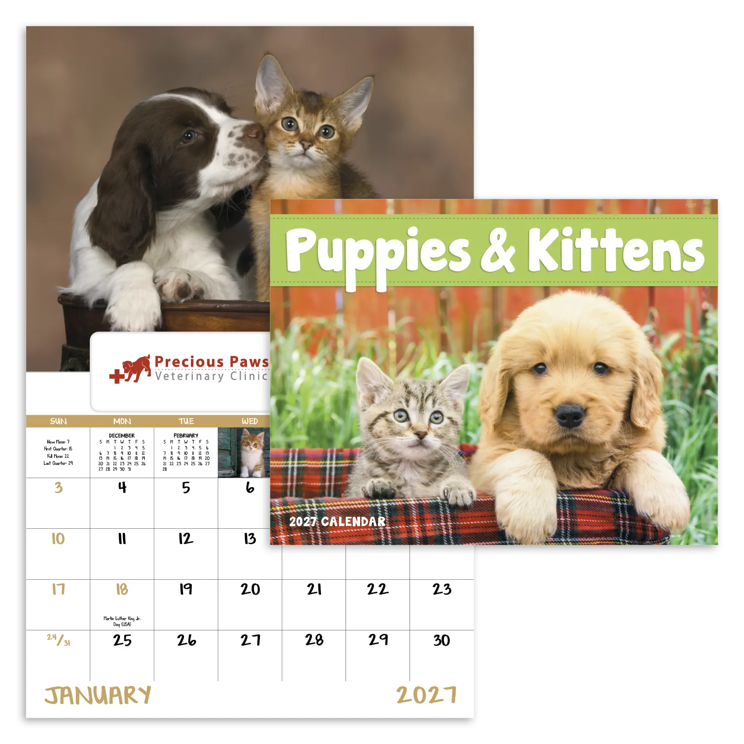 Puppies Kittens Window Calendar FSC Paper - 17.25 x 11 in - product view 17