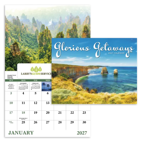 Glorious Getaways Window Calendar Travel FSC - 17.25 x 11 in