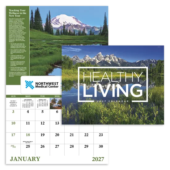 Healthy Living Window Calendar Health Tips FSC - 17.25 x 11 in