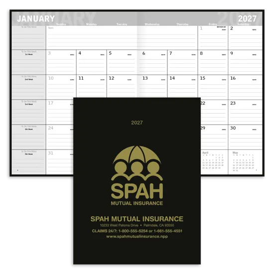 Monthly Planner Leatherette Cover FSC Paper - 10.875 x 16.75 in