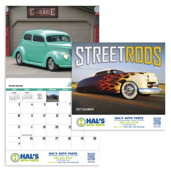 Street Rod Fever Wall Calendar Stapled FSC Paper - 19 x 11 in