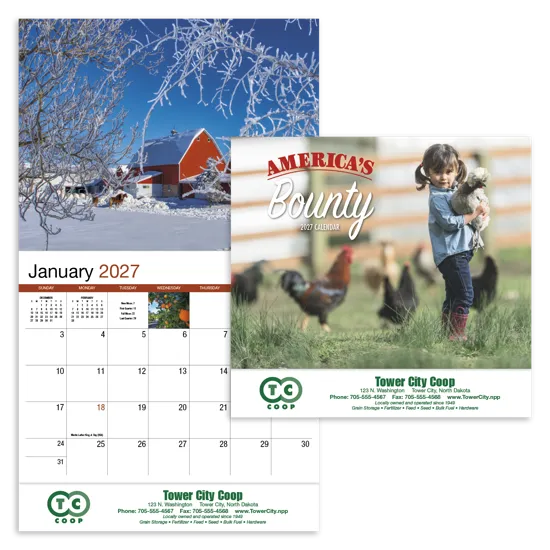 America's Bounty Wall Calendar Rural Life Images - 19 x 11 in