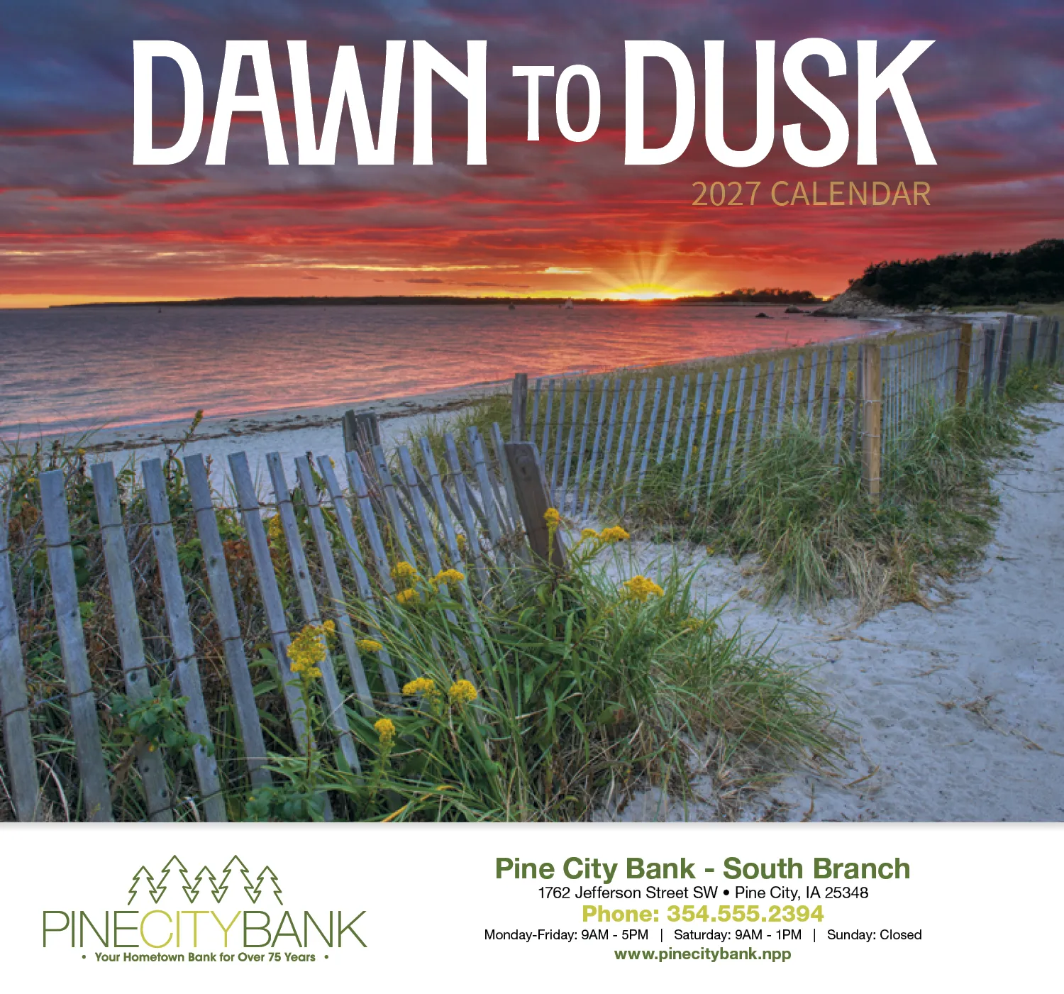 Dawn to Dusk Wall Calendar Sunrise Sunset - 19 x 11 in - product view 2