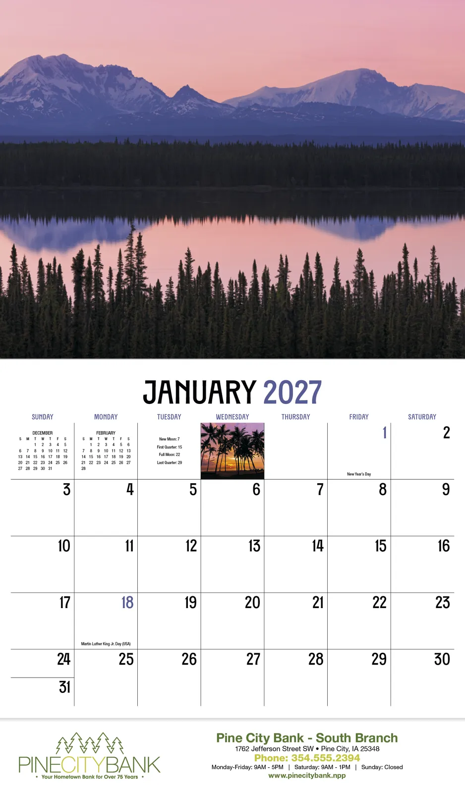 Dawn to Dusk Wall Calendar Sunrise Sunset - 19 x 11 in - product view 3