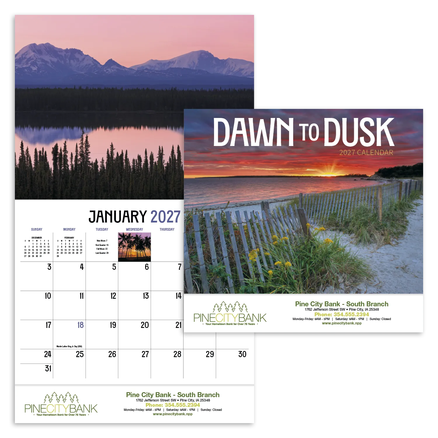 Dawn to Dusk Wall Calendar Sunrise Sunset - 19 x 11 in - product view 17