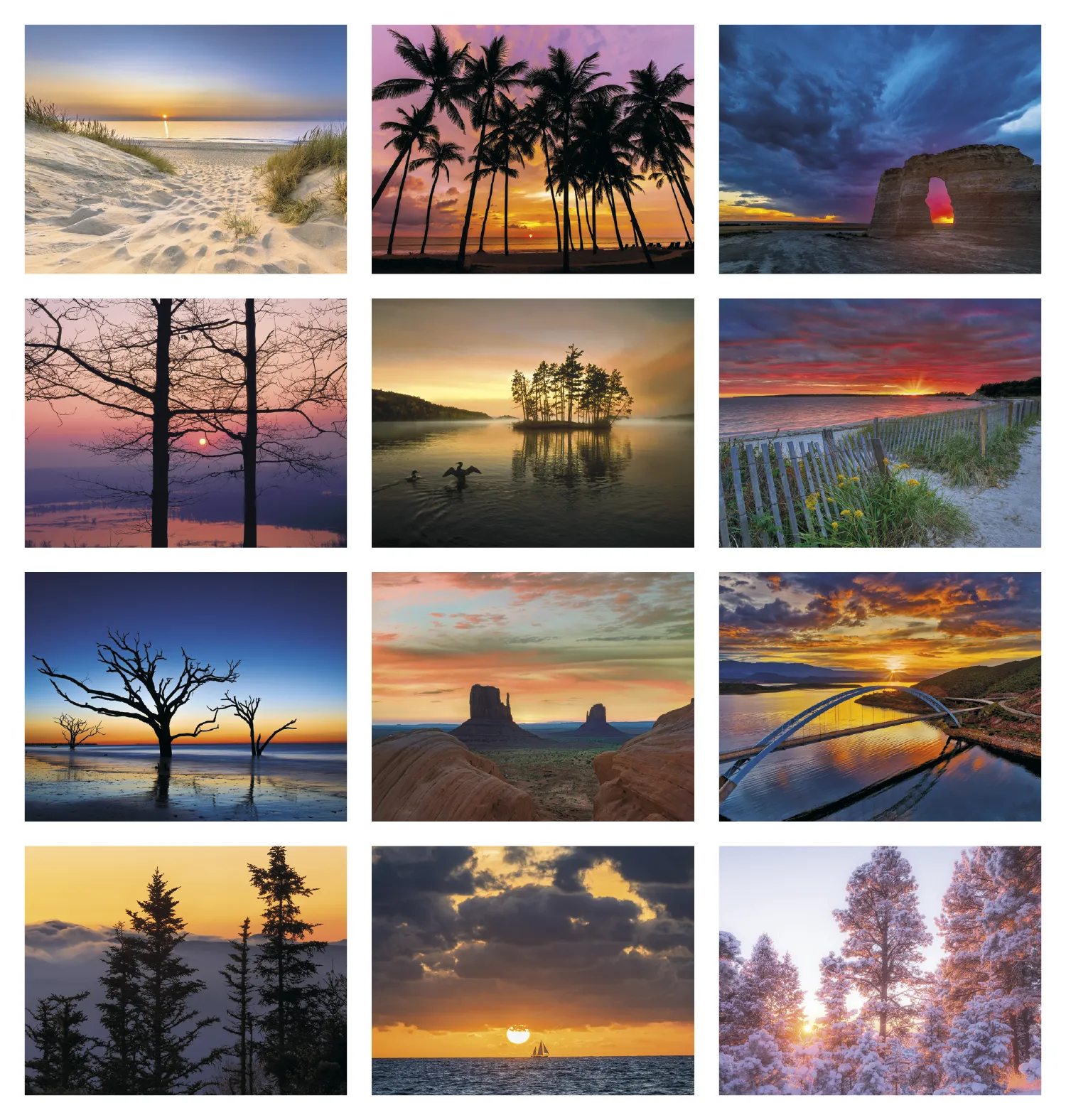 Dawn to Dusk Wall Calendar Sunrise Sunset - 19 x 11 in - product view 18