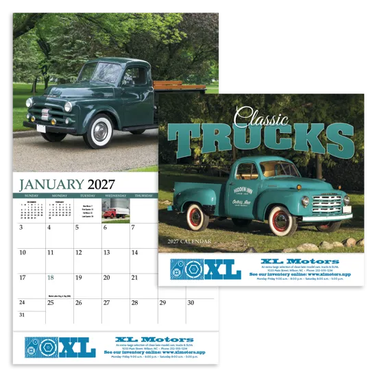 Classic Trucks Wall Calendar Restored Stapled - 19 x 11 in