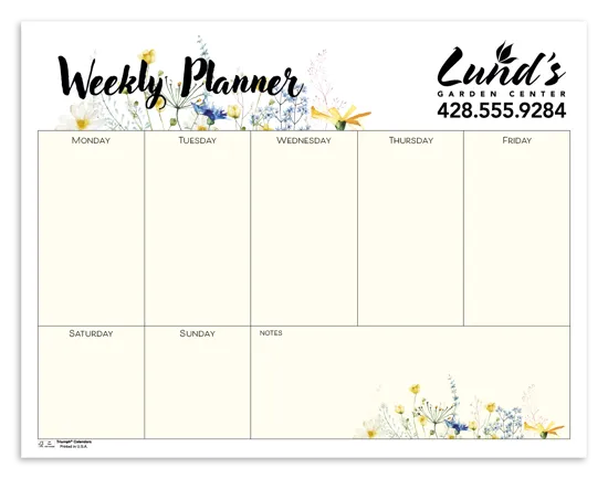 Small Weekly Desk Pad Floral Non-Dated - 11 x 8.5 in