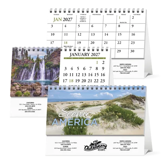 Scenic America Desk Tent Calendar FSC Paper - 6 in