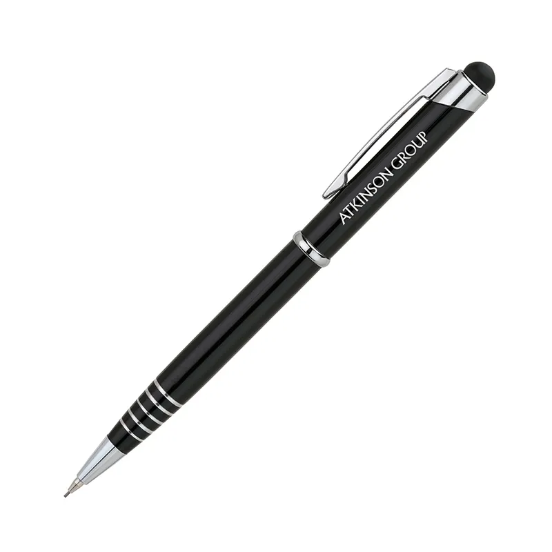 Mechanical Pencil with Stylus Aluminum Etched Grip - 5.5 in