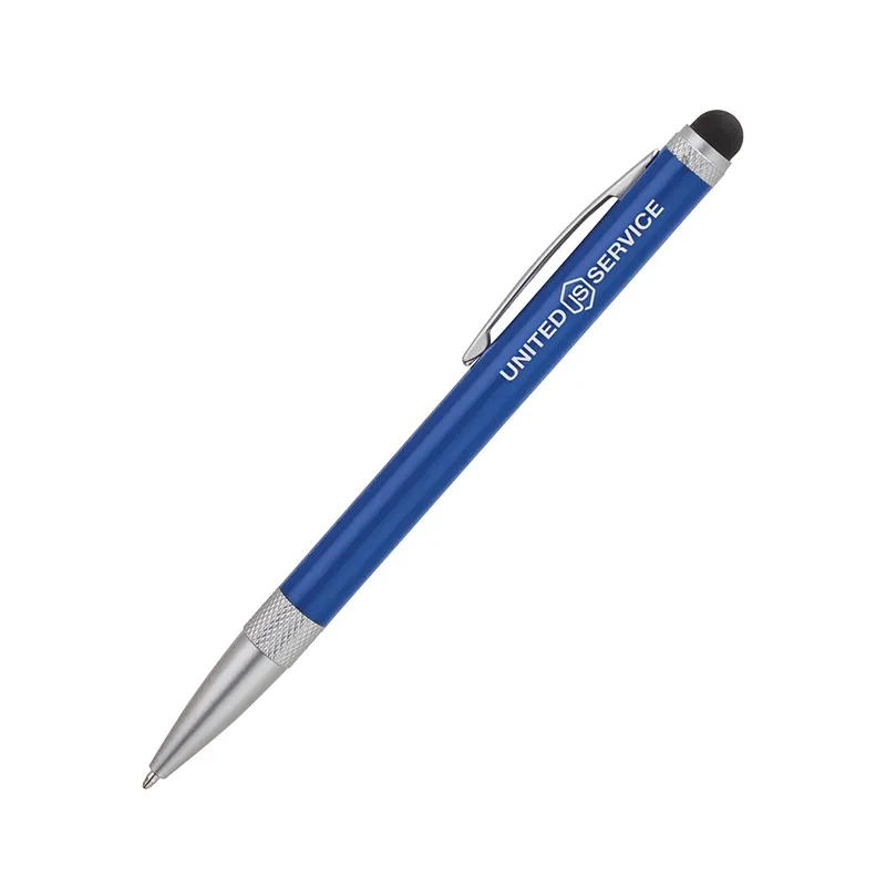 Ballpoint Pen with Stylus Steel Diamond Etched - 5.1 in