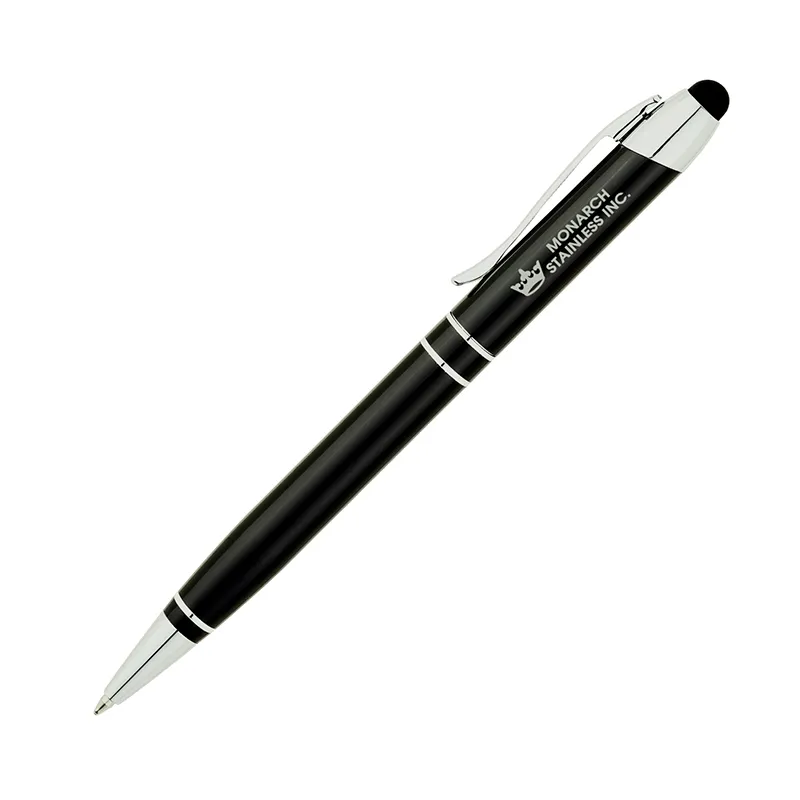Ballpoint Pen with Stylus Aluminum Chrome Accents - 5.6 in
