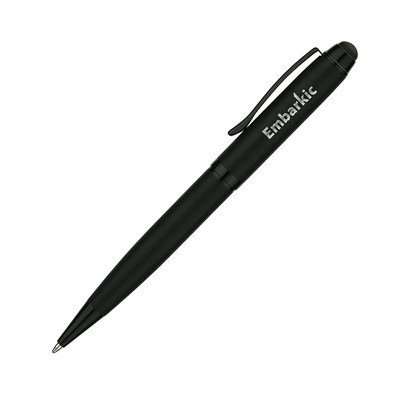 Ballpoint Pen with Stylus Steel Brass Matte Black - 5.6 in