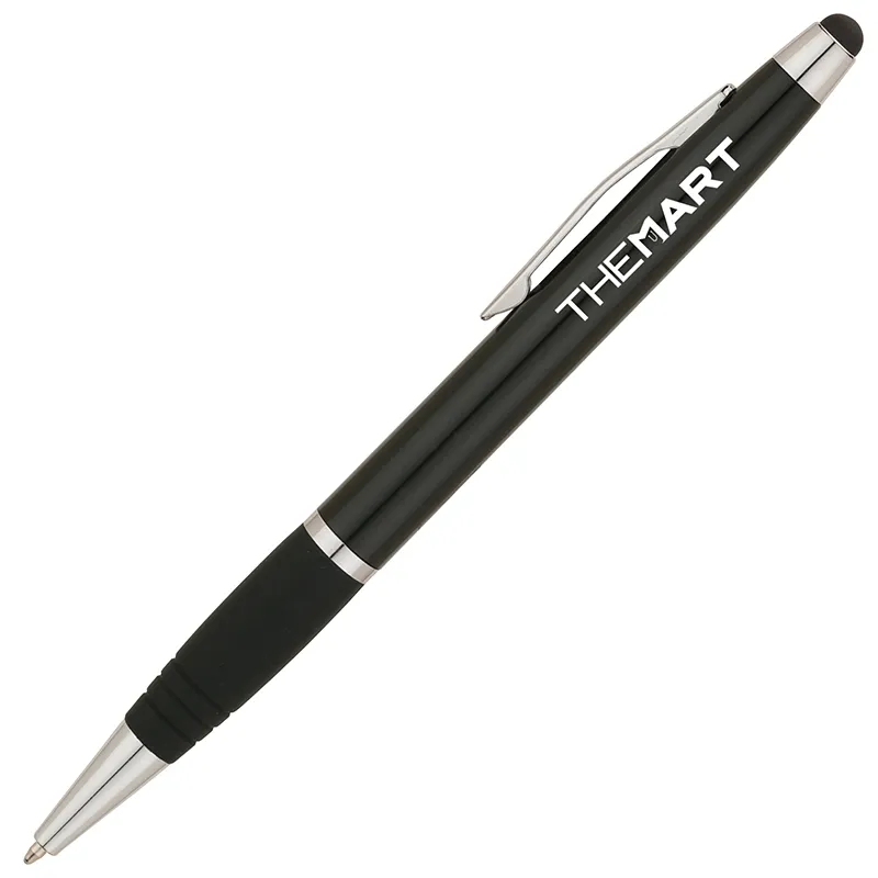 Ballpoint Pen Stylus Shiny Body Rubberized Grip