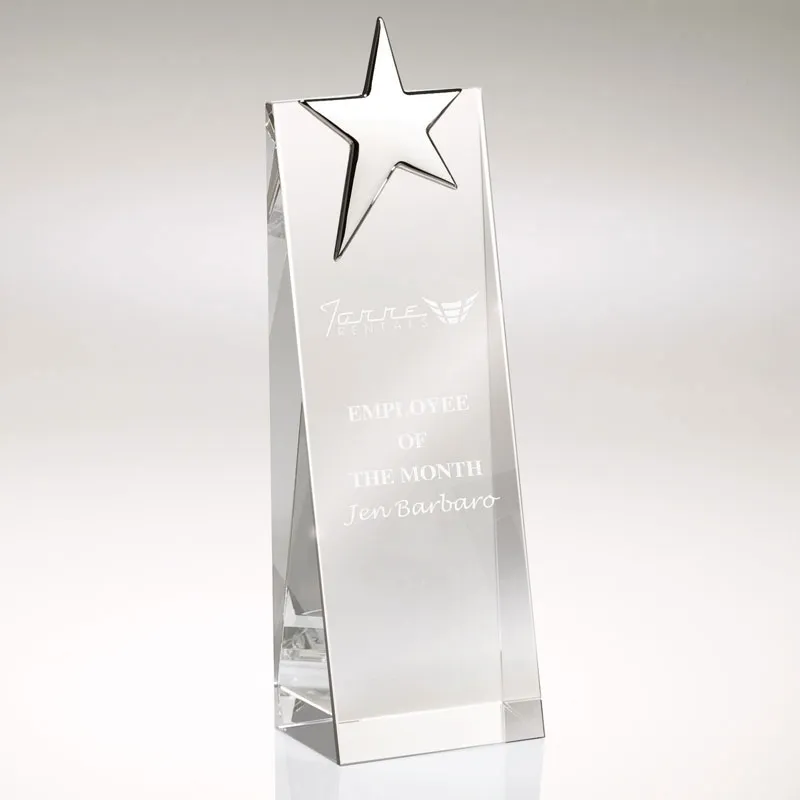 Crystal Award Tower Silver Star - 8 1/2 x 2 3/4 in - product view 2
