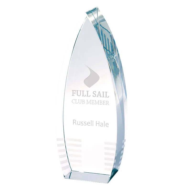 Crystal Tower Award with Etched Accent Bars - 7 in - product view 2